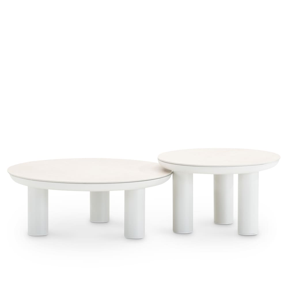 set 2 tables basses D60.D80, - blanc