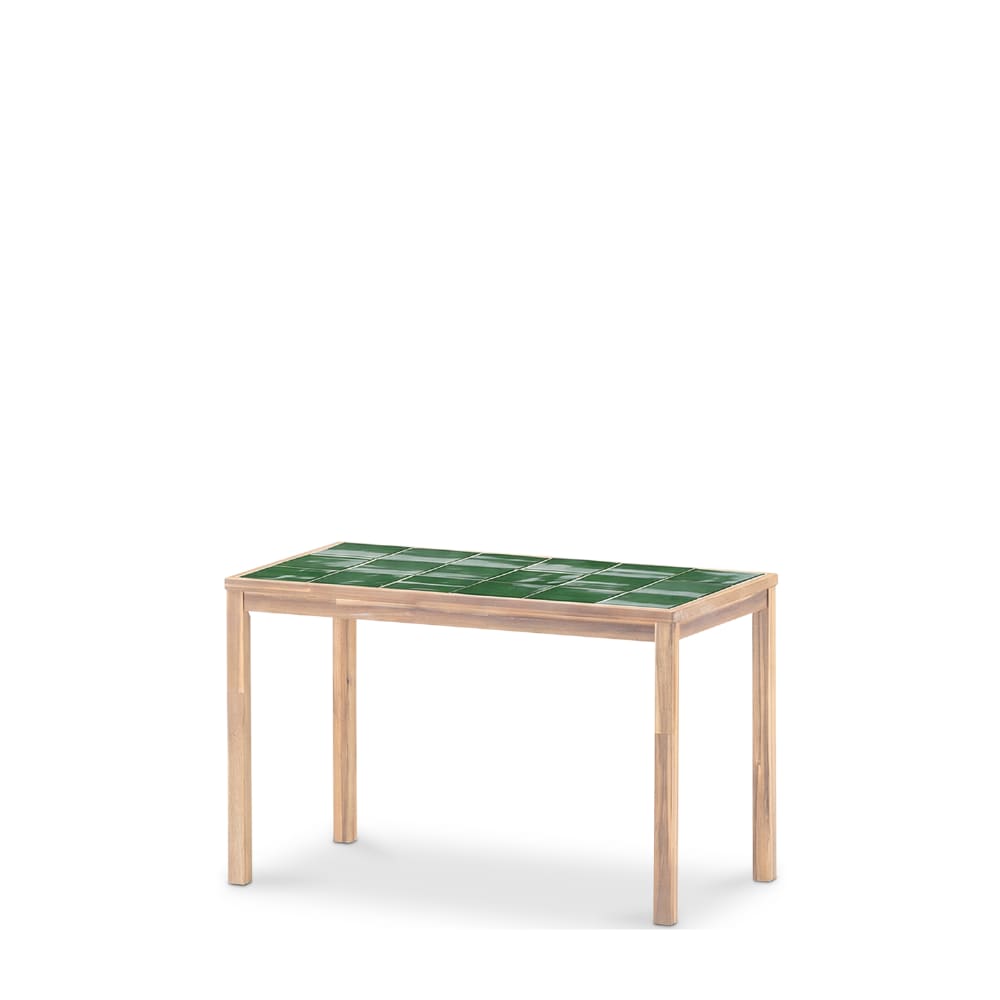 Table à manger rectangulaire, bois et céramique 127x66x76 vert