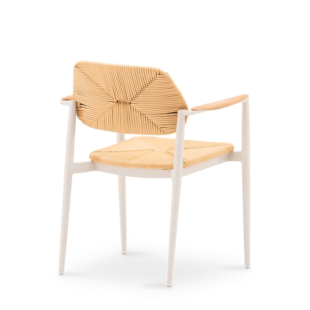 6er-Pack stapelbare Stühle aus Aluminium und Rattan - Maisons Du