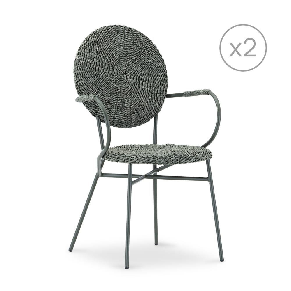 Lot 2 chaises empilables - rotin
