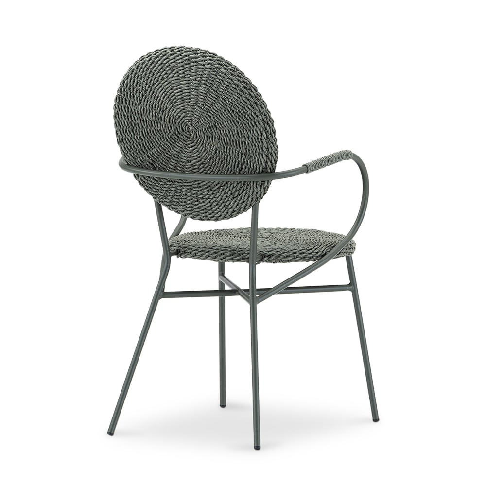 2er-Pack stapelbare Stühle aus Stahl und grünem Rattan - Maisons