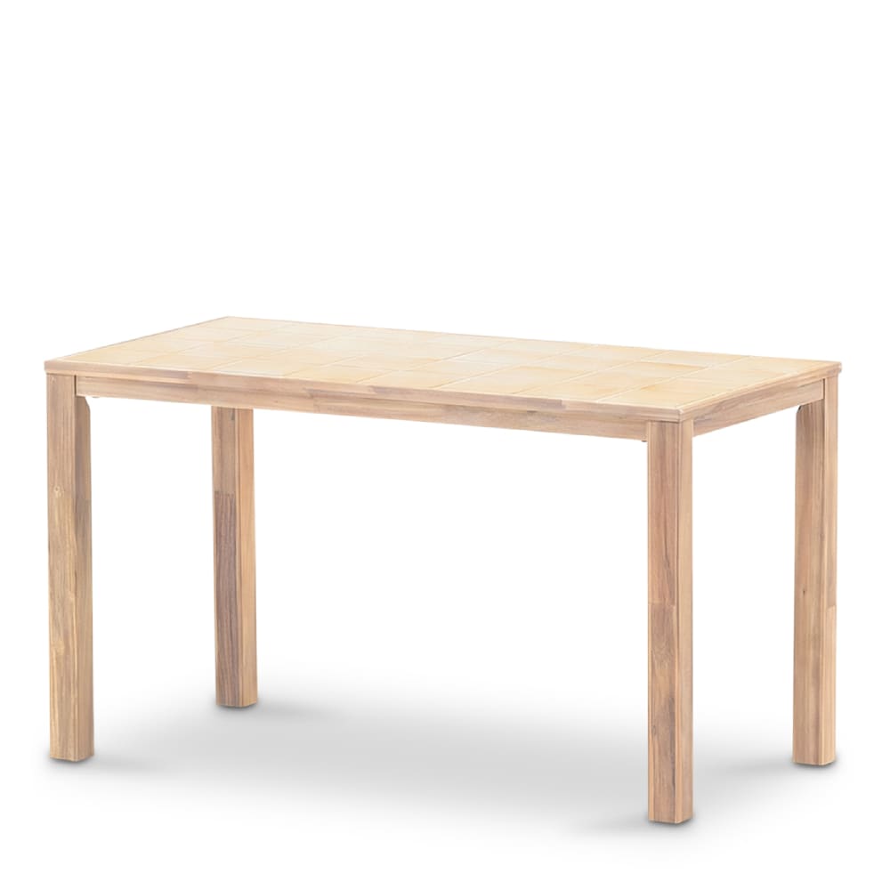 Table haute rectangulaire, bois et céramique 167x87x90 beige