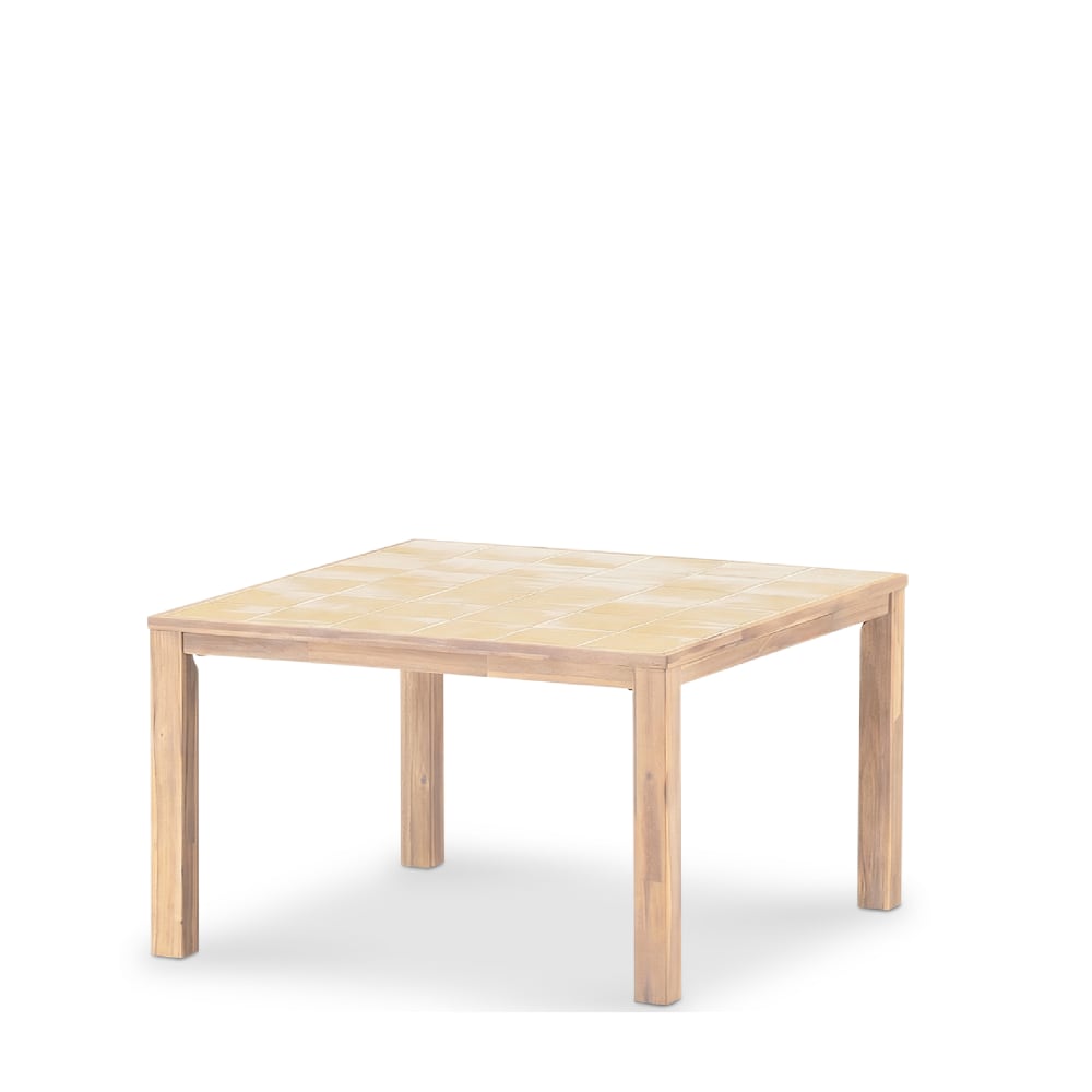 Table à manger carrée, bois et céramique 127x127x76 beige