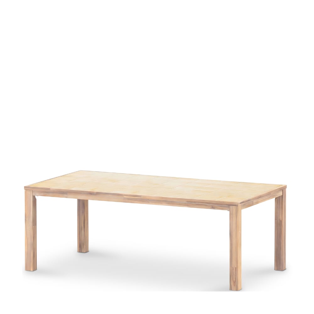 Table à manger rectangulaire, bois et céramique 207x106x76 beige
