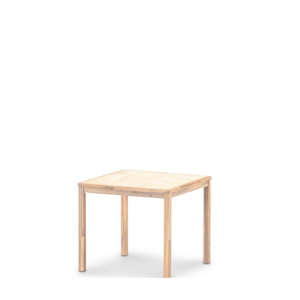 Table à manger carrée, bois et céramique 86x86x76 beige