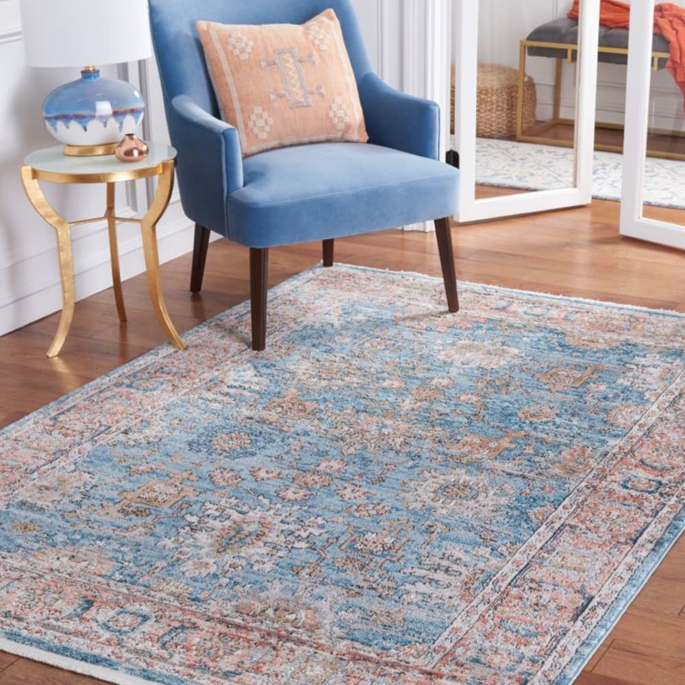 Tapis contemporain en polypropylène bleu/rouge, 122 x 183 cm — vue 3
