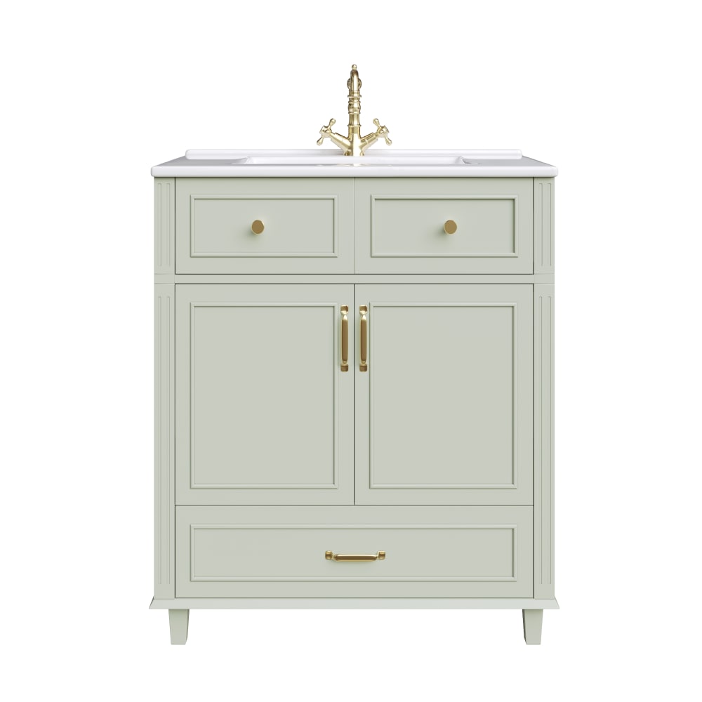 Meuble Vasque Vert Sauge 81cm - Relief 3D, Soft-Close et Vasque — Beyit