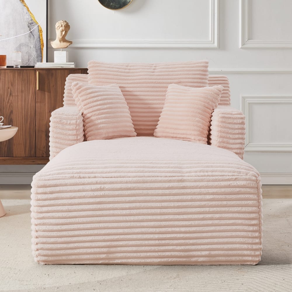 Canapé méridienne lit modulable en velours côtelé rose