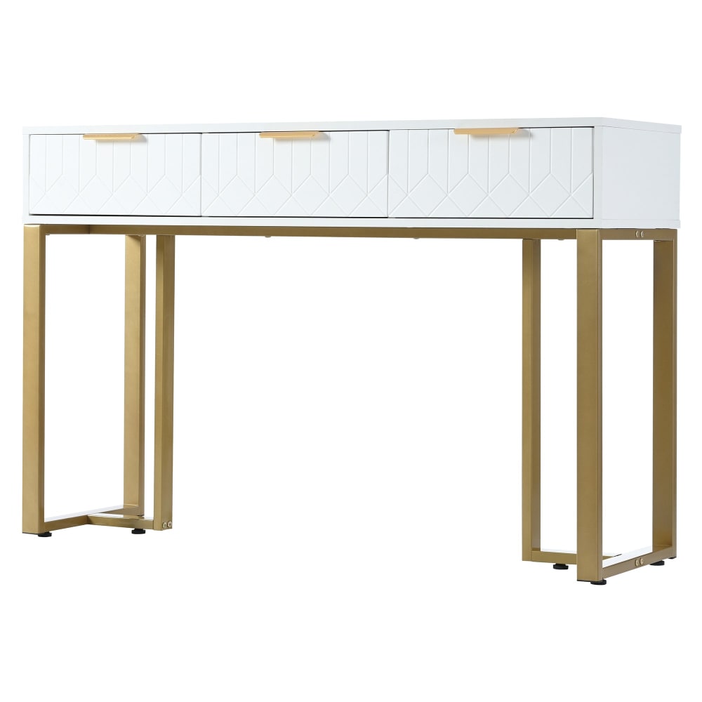 Urban Meuble Konsole mit geometrischem Muster und Golddetails 120x36x80cm, Weiß Weiß Spanplatte