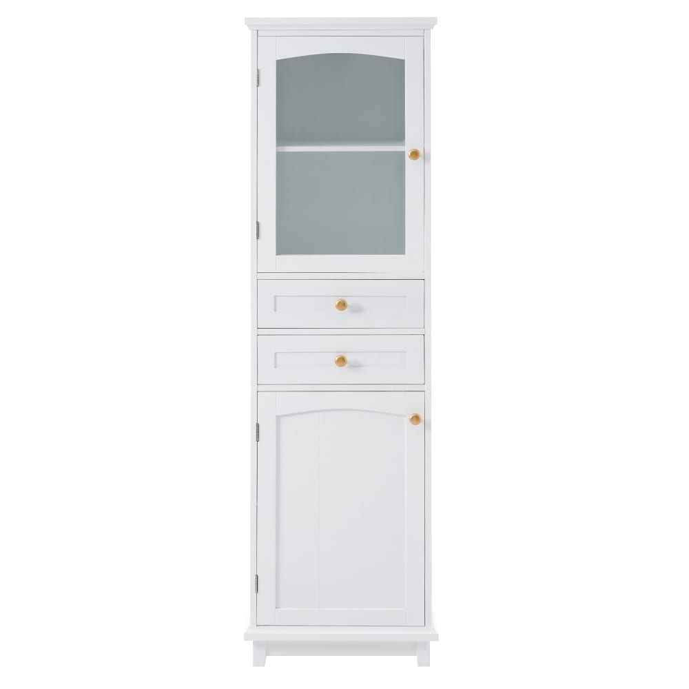Urban Meuble Badezimmerschrank 160cm mit Glastür und 2 Schubladen, Weiß style classic chic Weiß Spanplatte