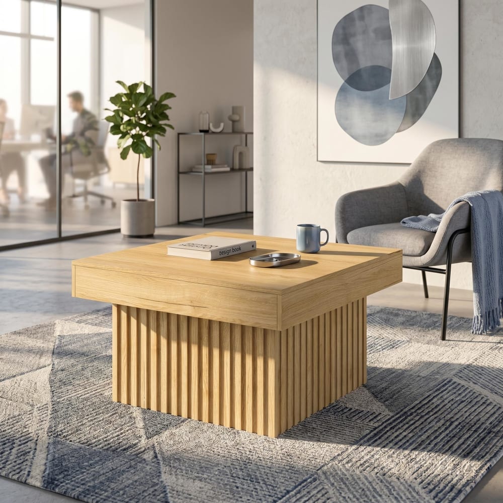 Couchtisch quadratisch, 79x79x46 cm, Naturholzoptik - Maisons Du