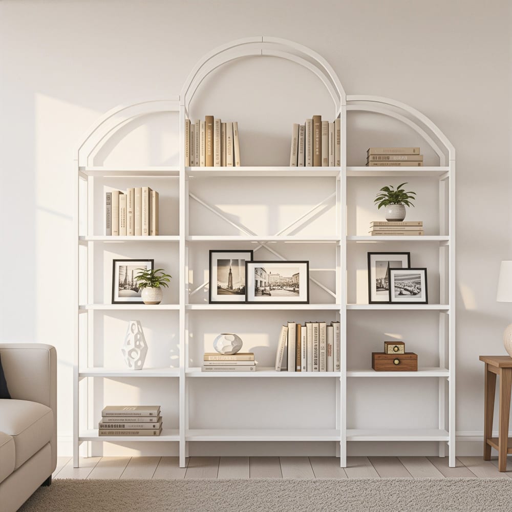 Regal in Wolkenform aus Stahl mit 5 Ebenen 170x26x190 cm, Weiß -