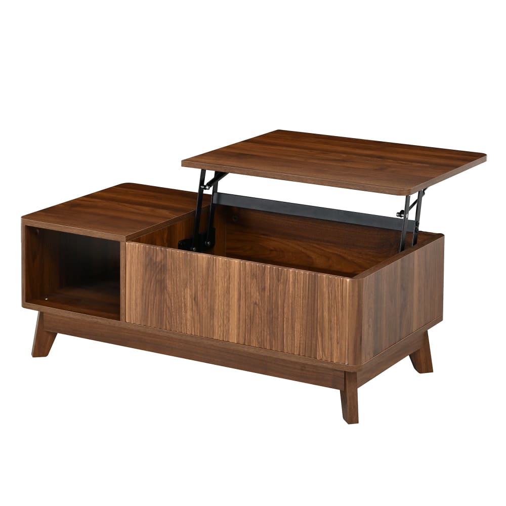 Table basse relevable effet noyer 1 niche 95x48cm — Beyit