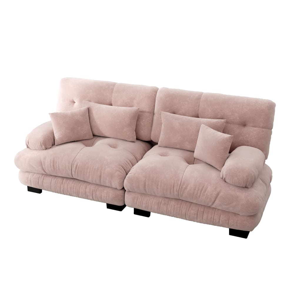 Canapé 2 places en chenille - rose