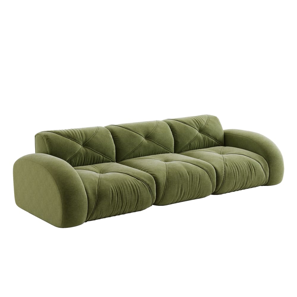 Canapé 3 places en chenille vert design articulé
