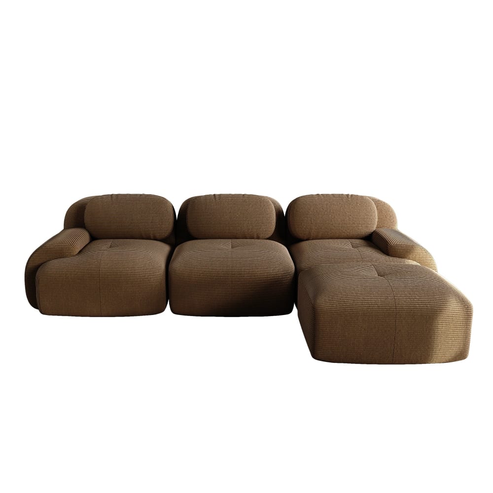 Canapé d'angle 3 places - velours marron