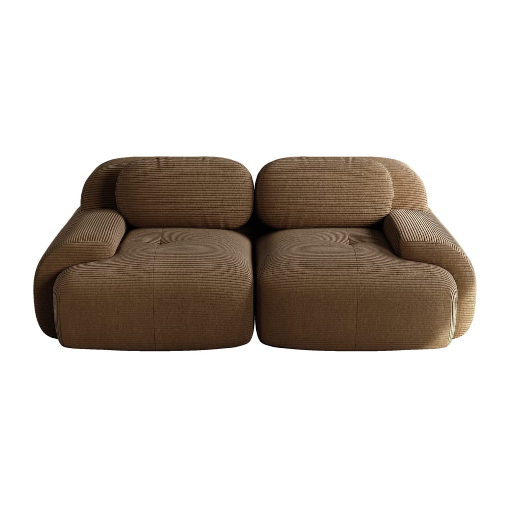 Canapé 2 places loveseat modulable en velours marron avec accoudoirs