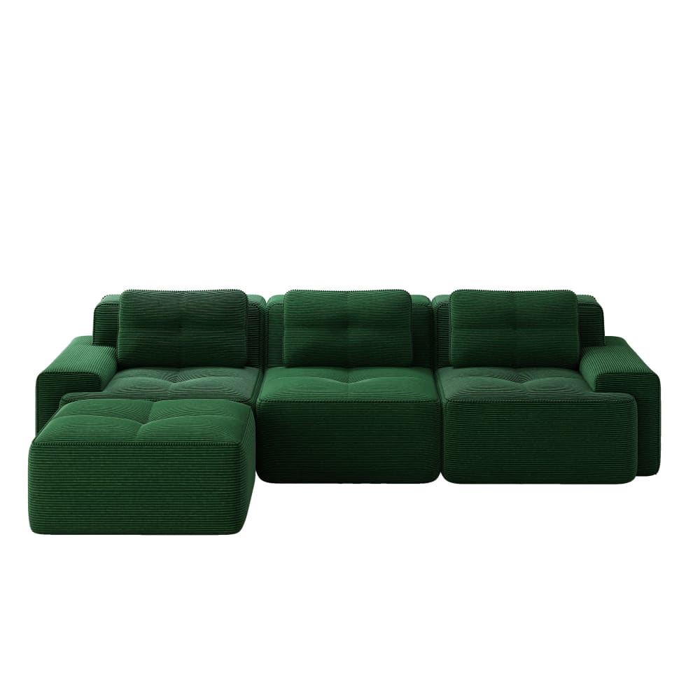 Canapé d'angle 3 places modulable en velours côtelé vert Canapé d'angle 3 places modulable en velours côtelé vert