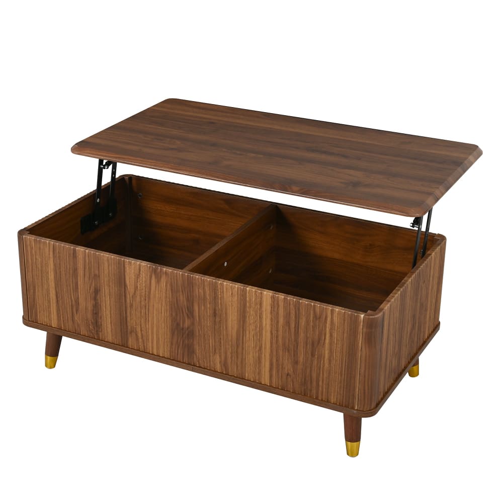 Urban Meuble Höhenverstellbarer Couchtisch mit Stauraum, 97x52 cm, Walnuss Braun Spanplatte