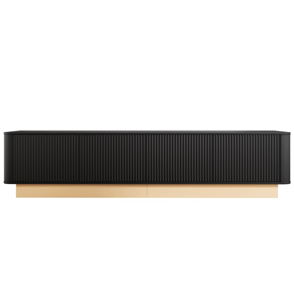 Luxus TV-Lowboard mit Wellendesign und 4 Türen, Schwarz - Maisons