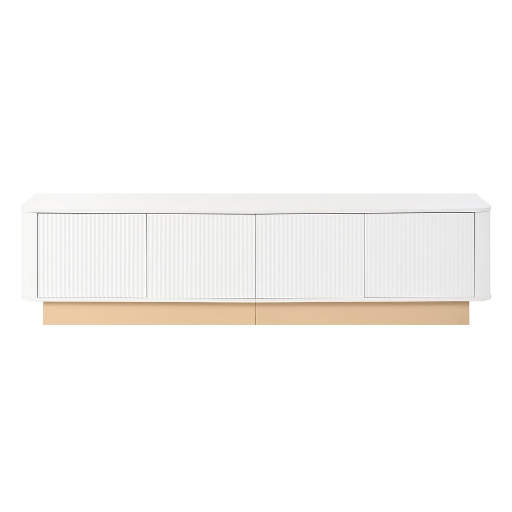 Meuble TV blanc design ondulé style luxueux 4 portes 200x40x47,5cm Meuble TV blanc design ondulé style luxueux 4 portes 200x40x47,5cm