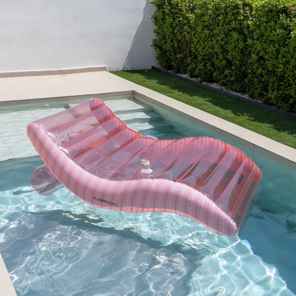 Aufblasbare Poolmatratze XL 2 Personen mit Getränkehalter rosa -