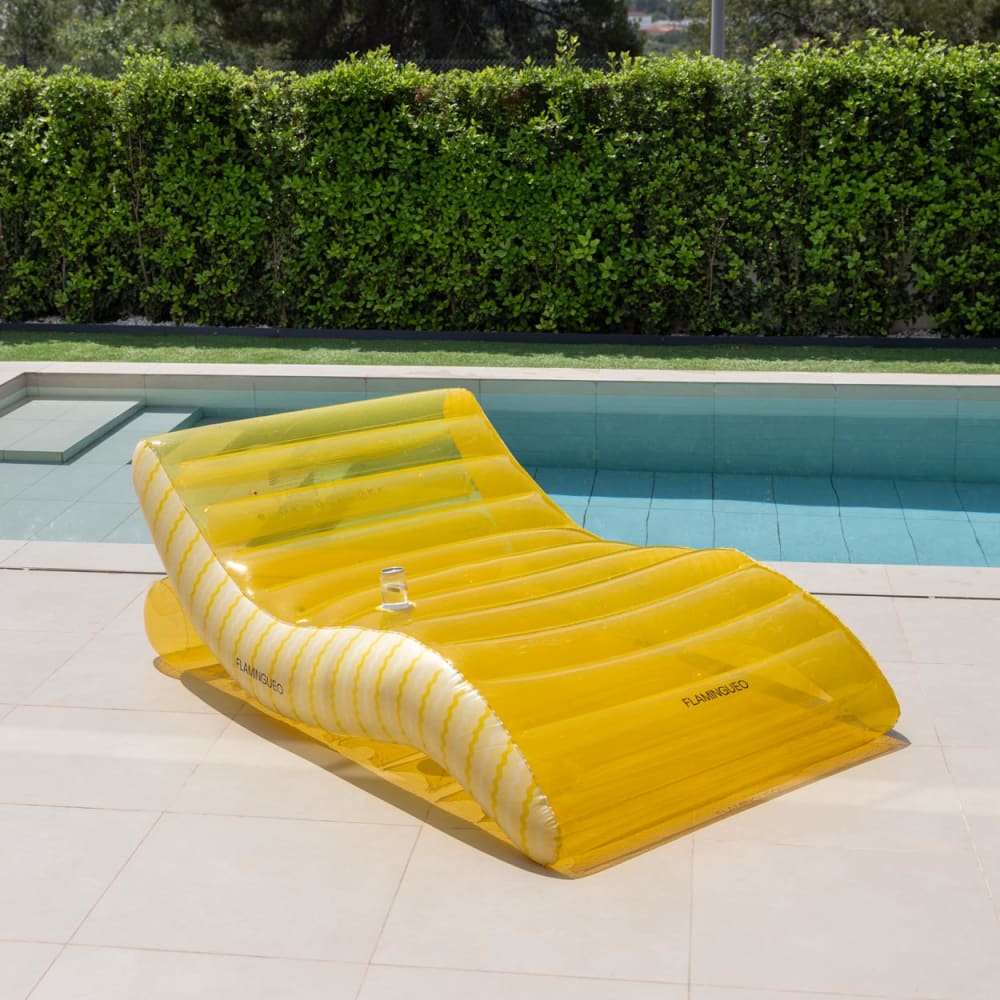 Aufblasbare Poolmatratze XL 2 Personen mit Getränkehalter gelb -