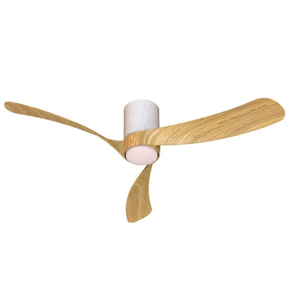 Plafonnier ventilateur céramique blanc et bois