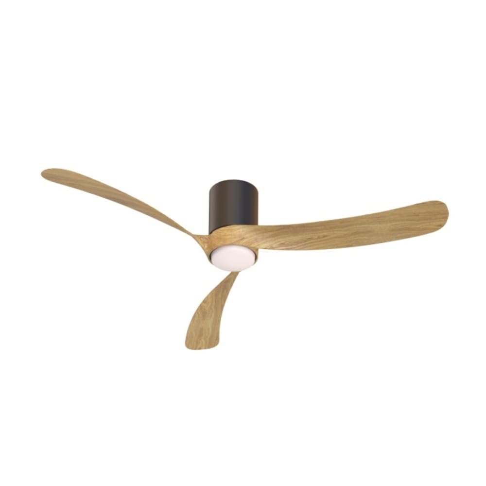 Plafonnier ventilateur abs noir et bois