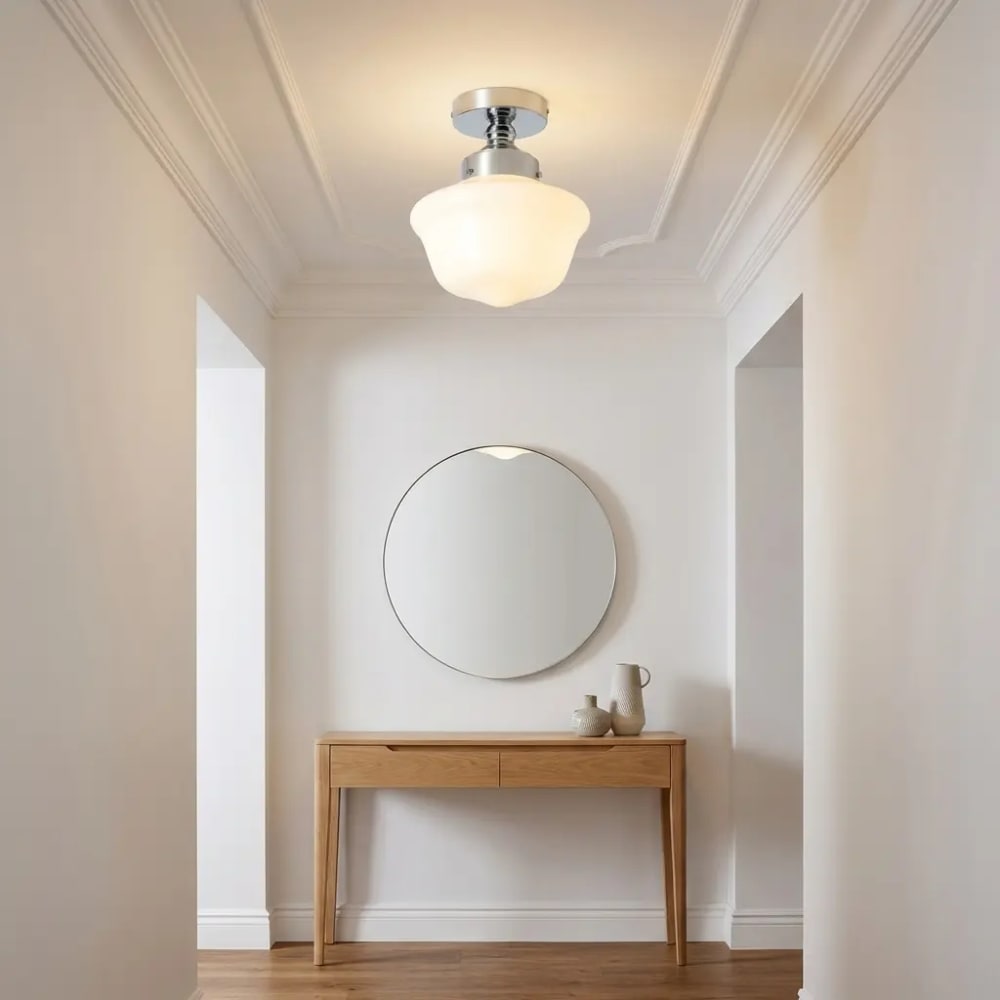 Plafonnier verre blanc crème Ø22 cm — vue 3