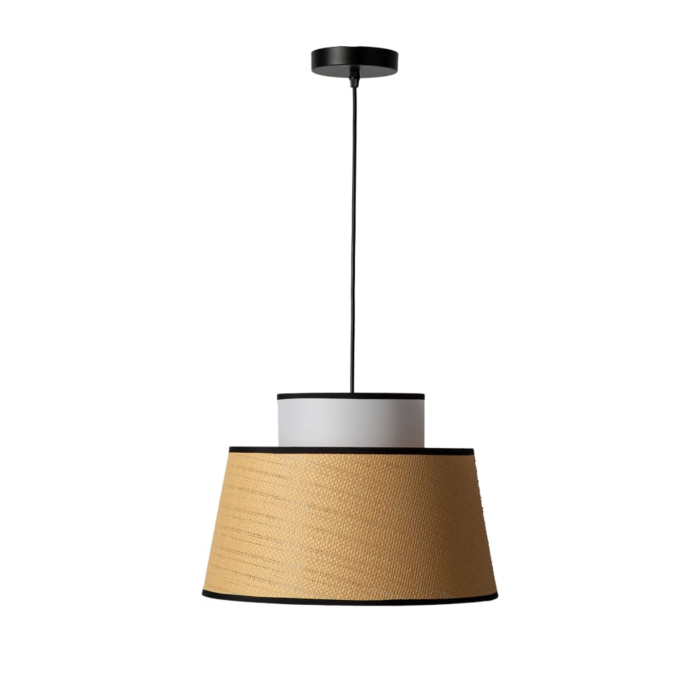 Suspension rotin naturel et textile blanc Ø38 cm