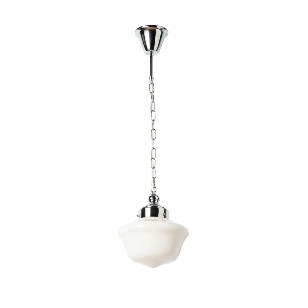 Suspension verre blanc crème avec chaîne Ø22 cm