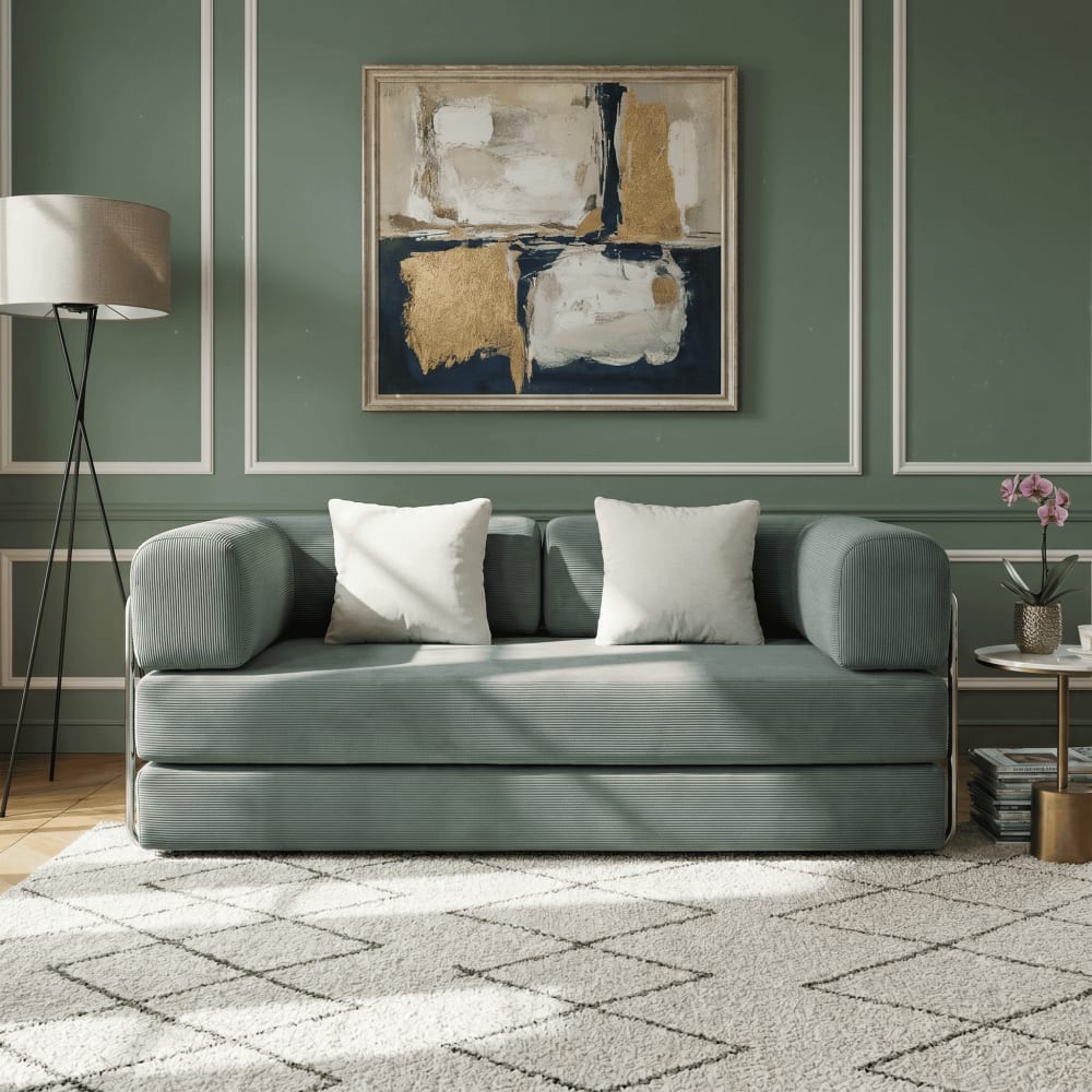 Canapé Kaia Convertible - sauge blanc velours