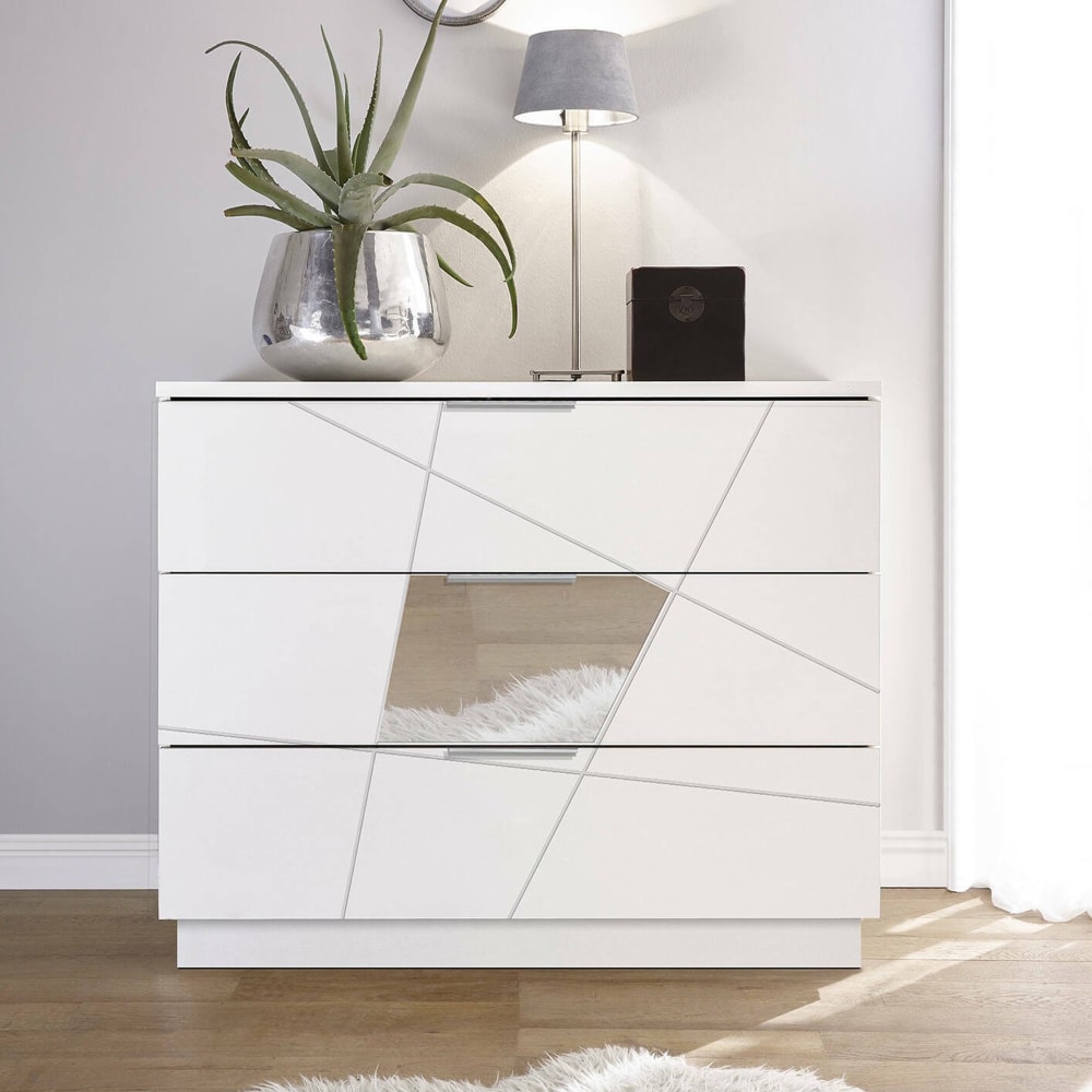 Commode en bois laqué blanche 104x45x85h cm