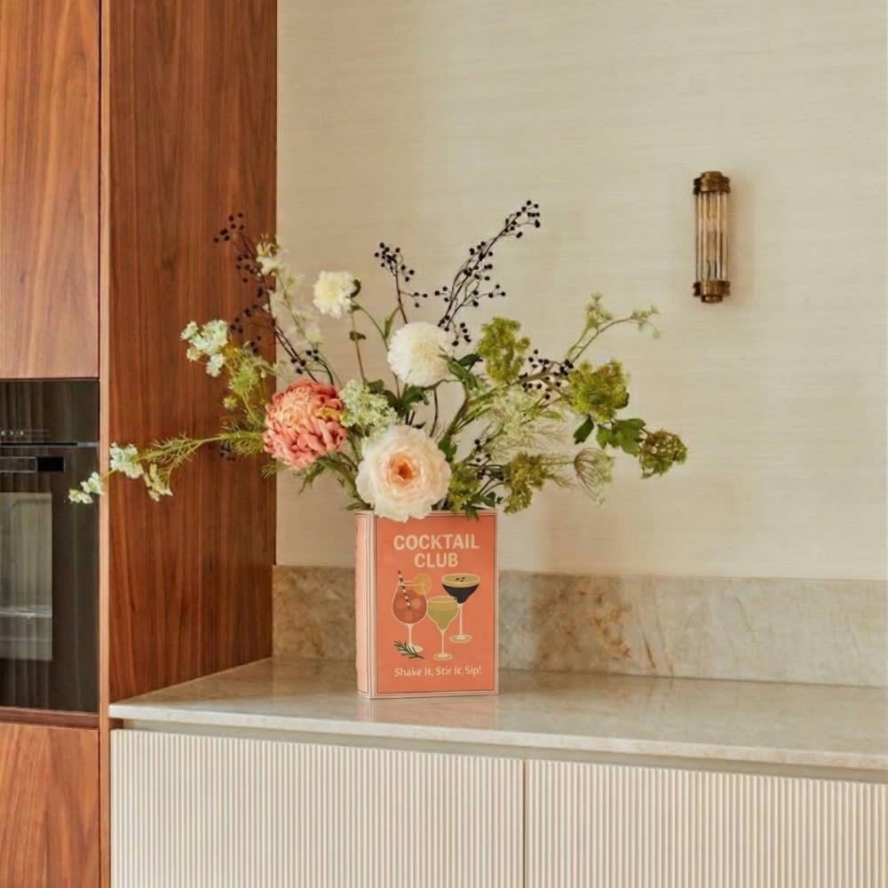 Vase livre cocktail club en dolomite orange, h18cm
