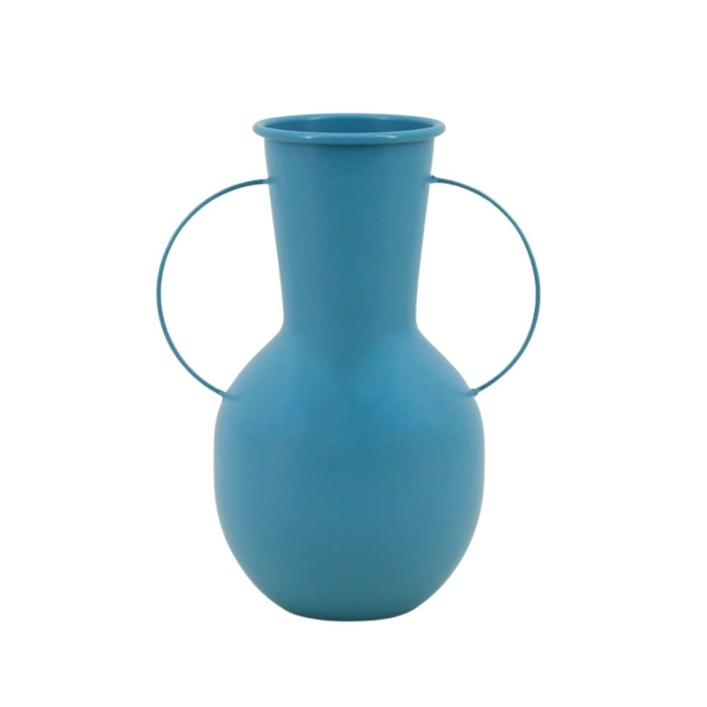 Vase en fer bleu avec anses, h24cm Vase en fer bleu avec anses, h24cm