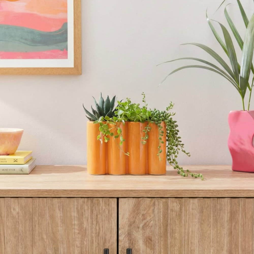 Vase en céramique alvéolé coloré, jaune h17cm — vue 3