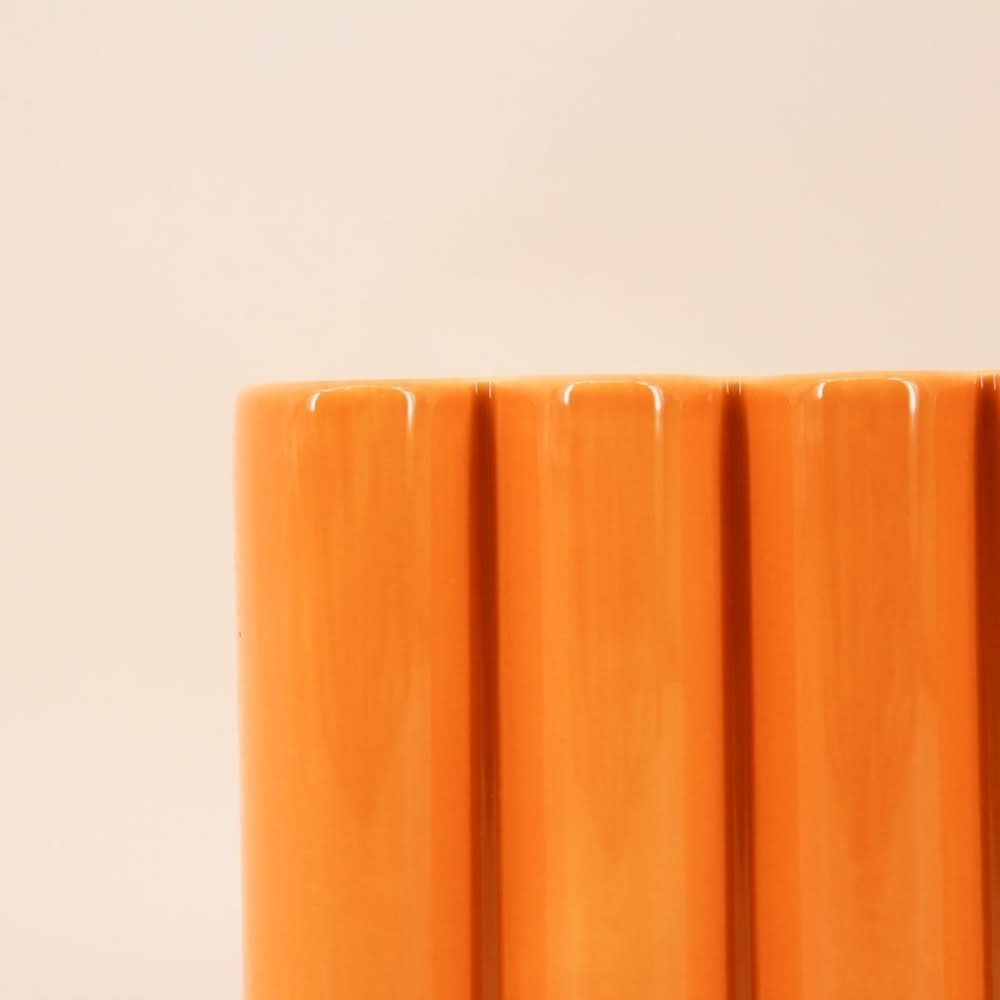 Vase en céramique alvéolé coloré, jaune h17cm — vue 4