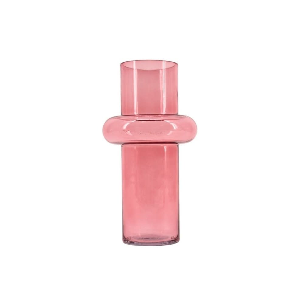 Vase anneau en verre, rose h25cm