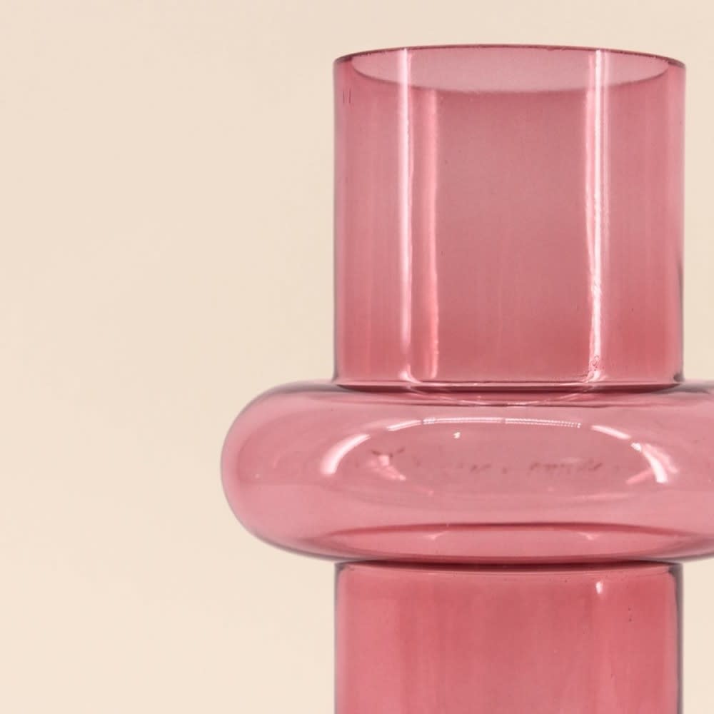 Vase anneau en verre, rose h25cm — vue 4