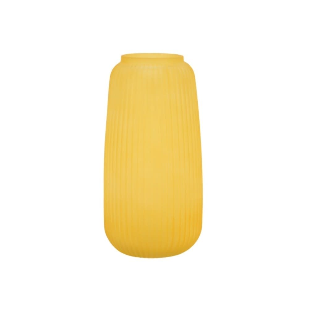 Vase en verre strié, jaune h30cm