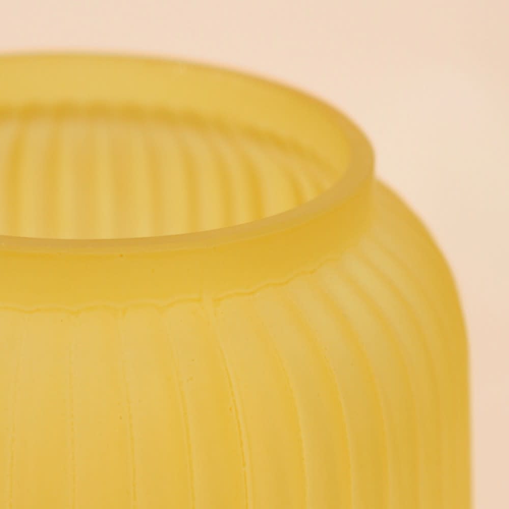 Vase en verre strié, jaune h30cm — vue 4