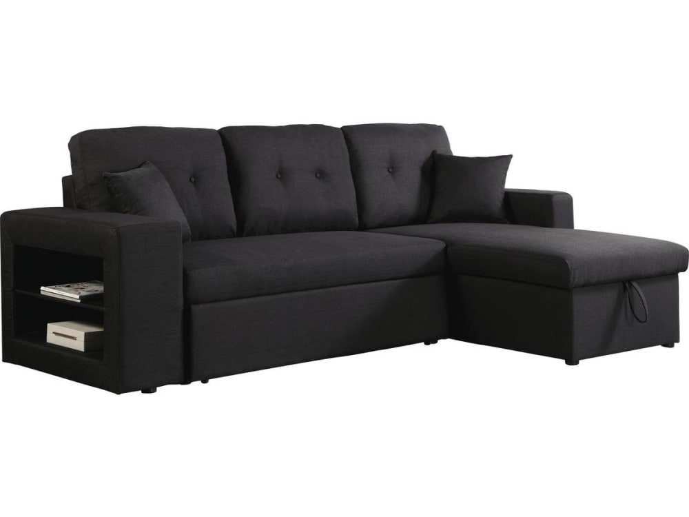 Canapé d'angle convertible 3 places en tissu gris clair
