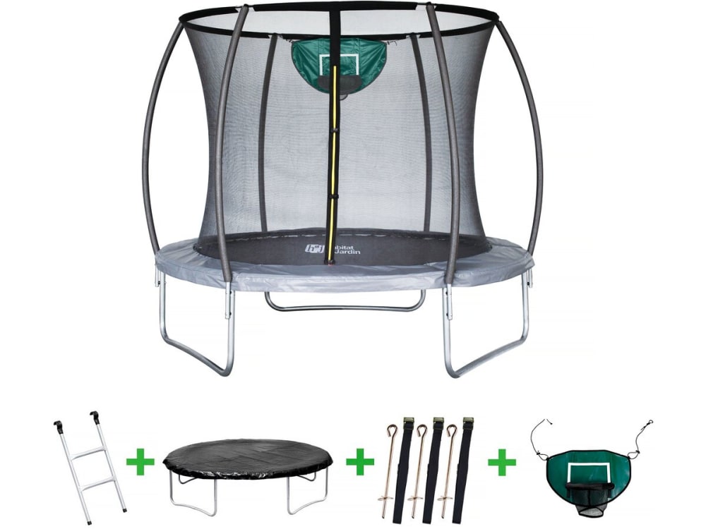 Trampoline en acier gris - 180