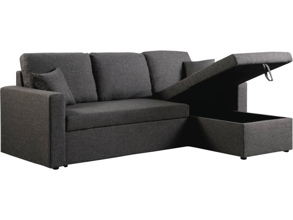 Canapé d'angle convertible 3 places en lin gris