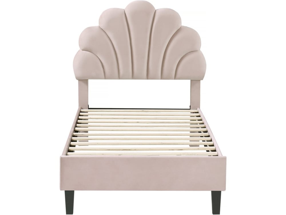 Lit en velours beige 90x190 cm