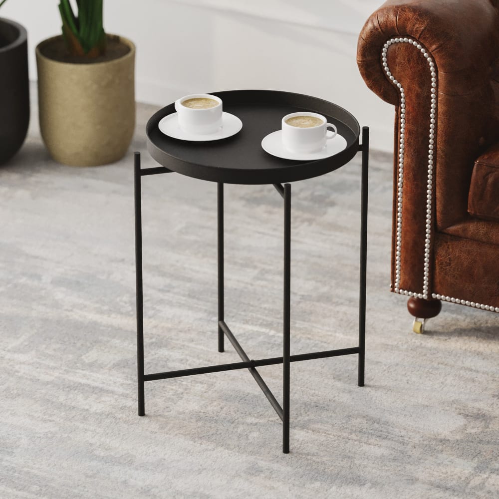 Table basse en acier noir 46 x 46 x 56 cm