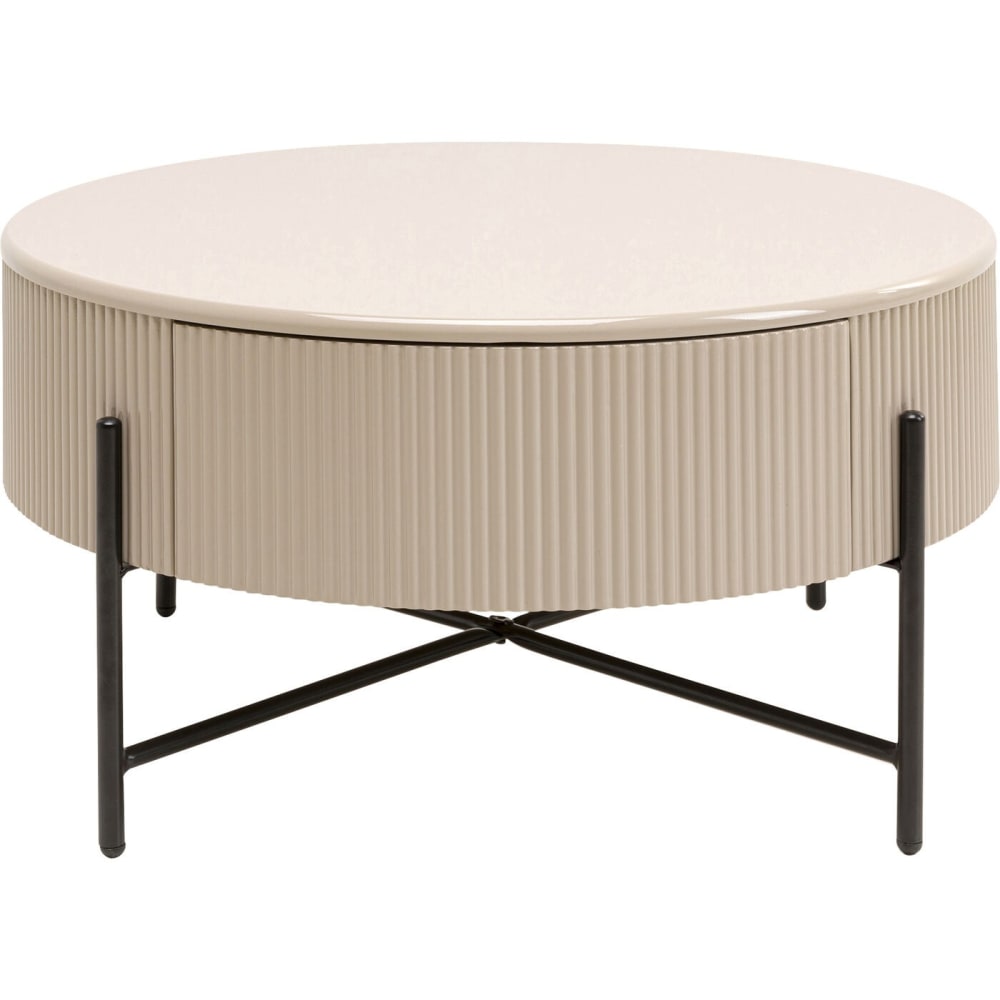 Table basse ronde beige à tiroir d80 Table basse ronde beige à tiroir d80