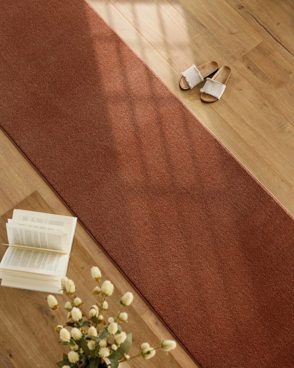 Tapis de couloir tissé velours ras brique 80x230 — vue 3