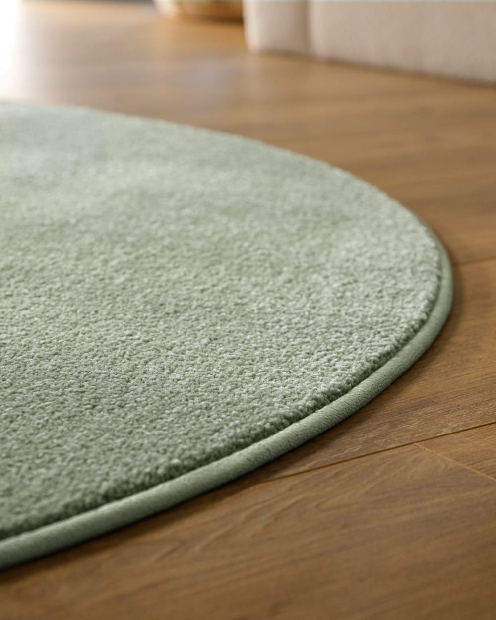 Tapis rond tissé velours ras vert clair 120 rd. — vue 4